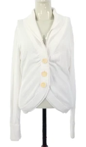 ESPRIT Cardigan White Bolero Cotton Knit Top Buttons Teen Casual Size UK 10 - Picture 1 of 14