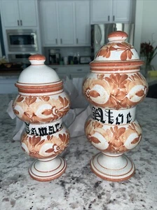2-Vintage Bassano Italy Hand-painted Apothecary Jars Set - Picture 1 of 9