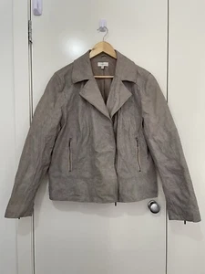 Capture Womens Jacket Size 20 Leather Beige Biker Moto Racing Zip Up Lined - Picture 1 of 15