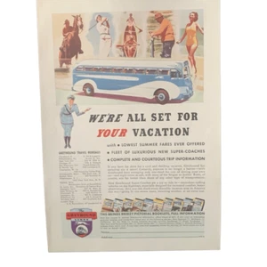 Vintage 1937 Greyhound All Set For Vacation Ad Advertisement - Picture 1 of 4