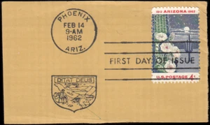 US Stamp #1192 - 1962 4¢ Arizona Statehood FDC, (cut from Envelope). - Picture 1 of 2
