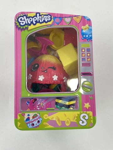 SHOPKINS Vending Machine Storage Tin With 39 Accessories Included Cover