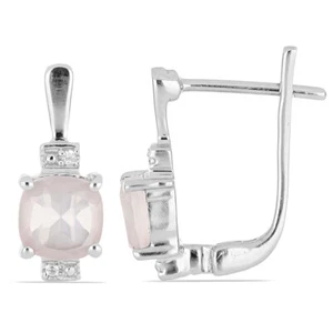 2,94 Carat Rosenquarz Ohrstecker 925 Sterling Silber mit Cubic Zirkon Top - Bild 1 von 9