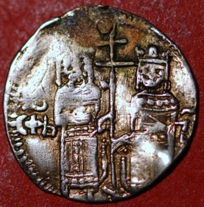 Serbia Dinar Serbia Emperor Stefan Dusan and empress Jelena 1346-1355 Dinar - Picture 1 of 2