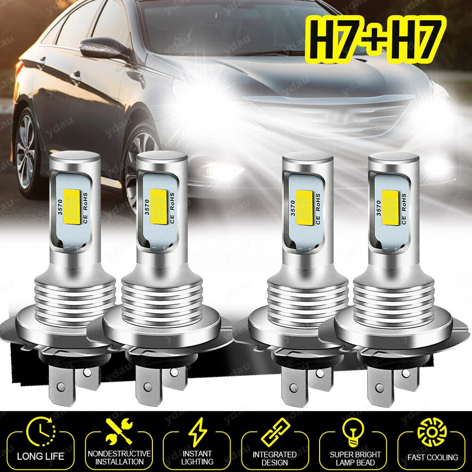 PARA Hyundai Santa Fe 2007-2008 - Faro delantero LED 4x bombillas haz alto-bajo Foto 1 de 4