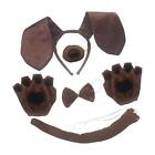 Dog Ears Headband and Long Tail Dogs Nose Bowtie Gifts Hairband Cosplay Props