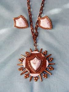 JUEGO DE PENDIENTES DE COLLAR DE COBRE FORMA DE ESCUDO GRUESO TORNILLO TRASERO LG - Imagen 1 de 8