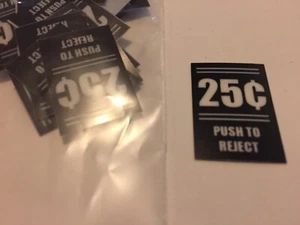 Push To Reject Arcade Münze Tür Knopf Einsatz - 0,25 ¢ Cent - 20er Pack - 18 x 26 mm - Bild 1 von 2