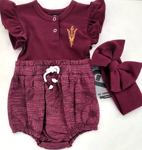 NEW Arizona State Sun Devils Colosseum SS Romper w/ Headband Infant Girl 6-12 Mo - Picture 1 of 9