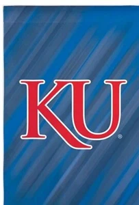 UNIVERSITY OF KANSAS  DOUBLE SIDED SUADE GARDEN  MINI FLAG free shipping - Picture 1 of 2