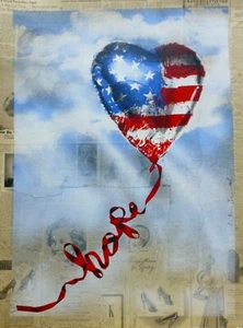 MR BRAINWASH HOPE Flag Unique Mixed media Serigraph Orig.HAND SIGNED 1/1 COA art - Picture 1 of 6