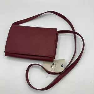 GH Bass Umhängetasche Clutch Rotwein Kieselleder Neu mit Etikett - Bild 1 von 8