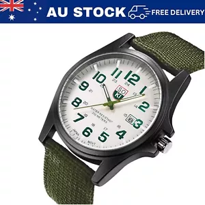 Mens Date Stainless Steel Military Sports Analog Quartz Army Wrist Watch New - Picture 1 of 10