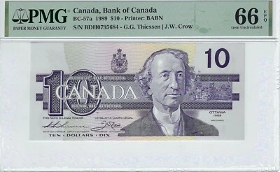1989  BOC BC-57a, $10 Thi/Cro SN# BDH 0795684 PMG GEM UNC 66 PPQ - Image 1 of 2