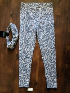 NWT Cynthia Rowley Girls Leggings Headband Wild Daisies Floral Slate Blue 7/8 - Picture 1 of 6