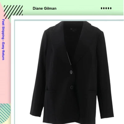 Diane Gilman Women's Ponte Knit Boyfriend BlazerBlack [2X] - Image 1 of 3