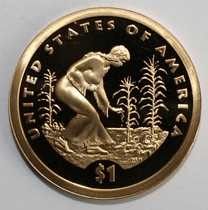2009 S SACAGAWEA Golden Dollar Native American $1 Proof Coin Agriculture - Picture 1 of 3