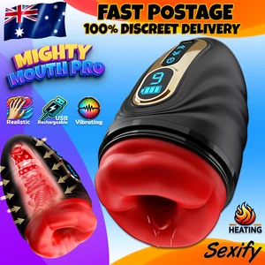 Male Vibrating Stoker Masturbation Cup Oral Heating Masturbator Mens Sex Toy - Picture 1 of 18