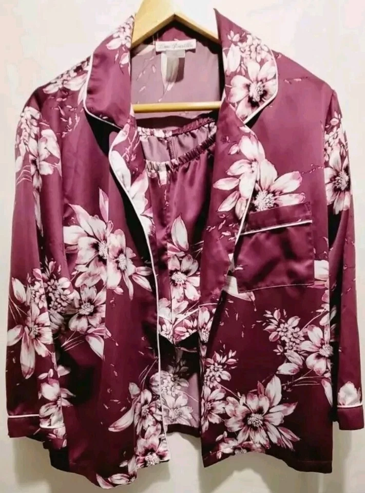 Conjunto de pijama Linea Donatella cami top/pantalones cortos florales para mujer talla grande satinado sedoso Foto 1 de 4