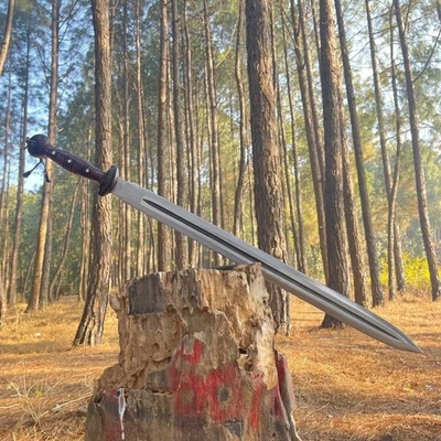 Тактический меч викингов ручной работы с лезвием из углеродистой стали | охотничий меч для кемпинга - Изображение 1 из 4