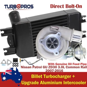 Billet Turbo Charger+Intercooler+Oil Feed Pipe For Nissan Patrol GU ZD30 3.0L - Imagen 1 de 14
