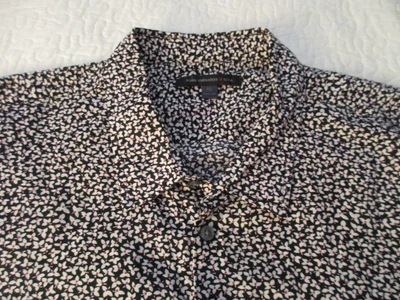 John Varvatos USA Shirt Size XL Black Floral Short Sleeve Cotton/Linen Blend - Image 1 of 4