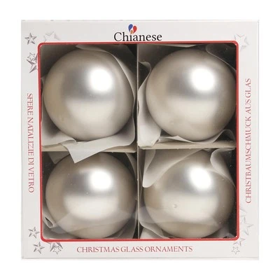 1pz Pallina di vetro tinta unita argento opaco 100mm - Immagine 1 di 4