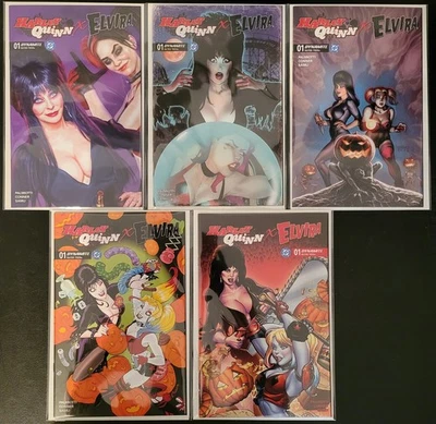 Harley Quinn x Elvira #1, Lot of 5 Standard Covers, NM/Better - Image 1 of 4
