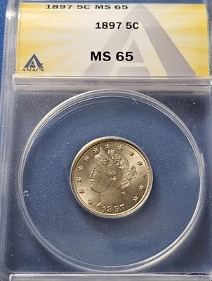 1897 Liberty V Nickel ANACS MS 65 Gem BU Uncirculated  - Image 1 of 2