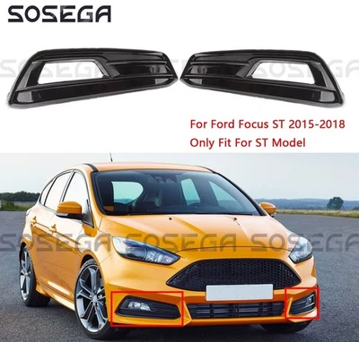 Bisel de cubierta de luz antiniebla delantera izquierda derecha negro brillante para Ford Focus ST 2015-2018 Foto 1 de 4