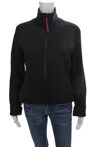 Giacca donna Prada testurizzata manica lunga full zip foderata colletto nero taglia L