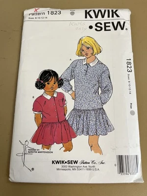 Kwik Sew 1823 UNCUT Sewing Pattern, Girls' Dresses, Size 8-10-12-14 - Image 1 of 2