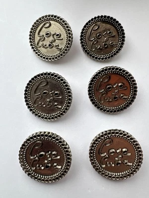 Set of 6 CHANEL Black Gunmetal Coco Cuba buttons 20mm braided edge - Image 1 of 4