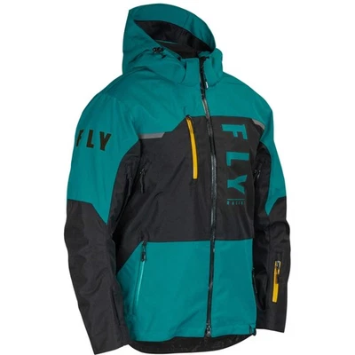 Fly Racing Carbon Snowmobile Jacket Shell - Black / Teal / Orange - 470-5203 - Image 1 of 4