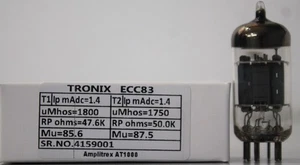 TRONIX ECC83 schwarze Platte hergestellt in England Amplitrex getestet Menge 1 Stück #4159001 - Bild 1 von 10