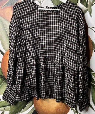 Madewell 大号纽扣背部荷叶上衣迷你窗玻璃衬衫莫代尔混纺 — 第 1/4 张图片