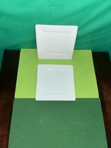 Juego de 2 platos de ensalada de porcelana cuadrada blanca umbral - Imagen 1 de 4