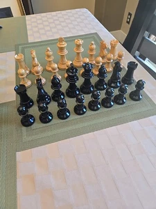 Vintage E.S. Lowe Hand Carved Imported Chessmen France Chess Set 1950's Wood Box - Picture 1 of 21