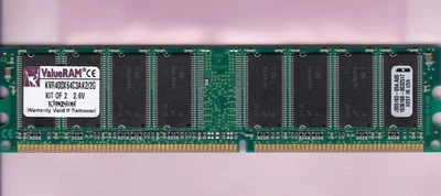 1GB PC-3200 KINGSTON KVR400X64C3AK2/2G DDR-400 MEMORY STICK DDR1 PC3200 MICRON - Image 1 of 2