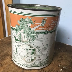 Vintage Chas. Neubert Oyster Can Gallon Baltimore MD Mermaid Graphic Tin - Picture 1 of 19
