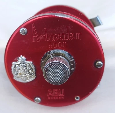 1973 Vintage Used Abu Ambassadeur 5000 3-Screw Red- FP # 730502 - Works - Sweden - Image 1 of 4