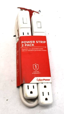 CyberPower 6-Outlet Power Strip w/ 2ft Power Cord Twin Pack in White MP1044NN - Image 1 of 4