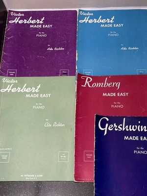 Lot of 5 Ada Richter Piano Books - Herbert, Romberg, Gershwin - Made Easy - Image 1 of 3