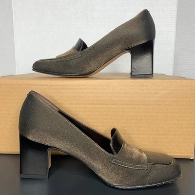 Tacones mocasines para mujer Amalfi Italia talla 6 verde oscuro cuero genuino Foto 1 de 4