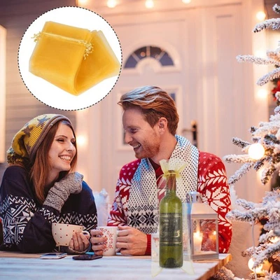 1 Set 20 Pcs Organza Bags Decorative Wine Bottle Bags Gift Bags (Golden) - Image 1 of 4