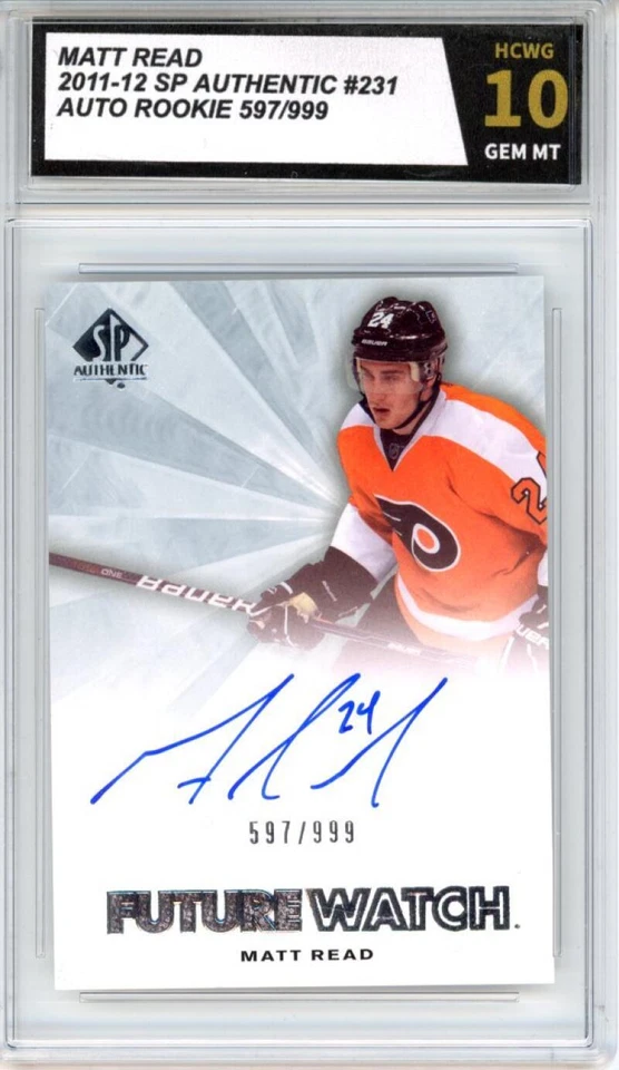 2011-12 SP Authentic #231 Matt Read Auto Rookie 597/999 Graded GEM MT HCWG 10  - Image 1 of 2