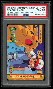 Pokemon Japanese Carddass 1999 215 Pikachu & Ash Card Bandai PSA 10 66264610 - Picture 1 of 2