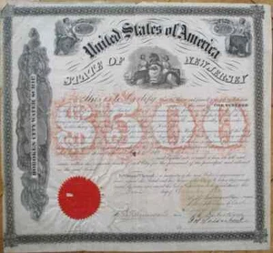 Hoboken, NJ 1872 City Water Scrip certificado de fianza de $500 Nueva Jersey - Imagen 1 de 1