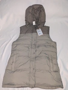 Prana Reversible Down Puffer Hooded Vest Ice Thistle Sage Green Women M BNWT - Picture 1 of 7