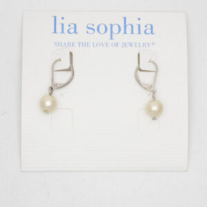 NWT Lia Sophia jewelry glass pearl cute drop hoop dangle earrings for women
